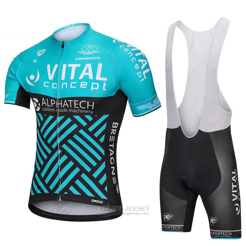 2018 Cycling Jersey Vital Concept Alphatech Blue and Black Short Sleeve and Bib Short